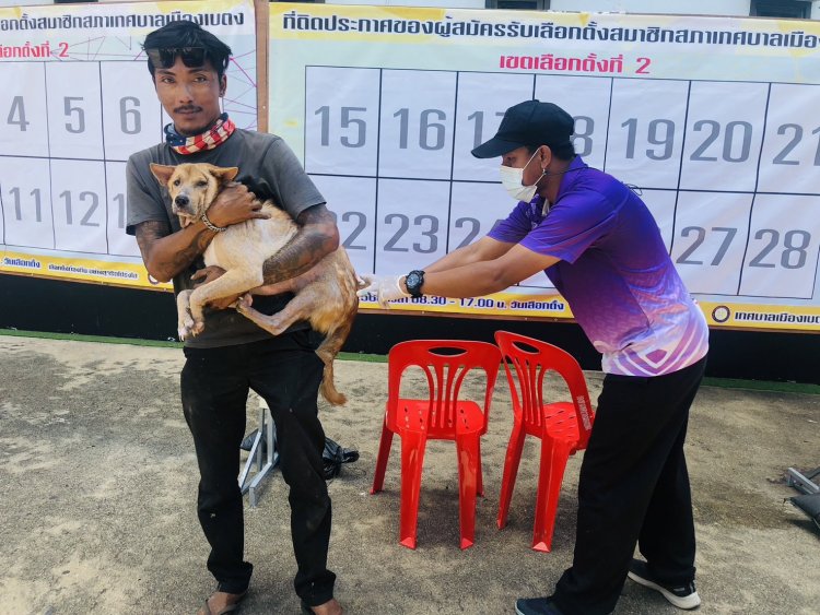 ปศุสัตว์อำเภอเบตง ออกหน่วยบริการเคลื่อนที่ ฉีดวัคซีนป้องกันโรคพิษสุนัขบ้า (ฟรี) ช่วงหน้าร้อน