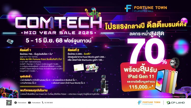 ฟอร์จูนทาวน์ระเบิดโปรกลางปี! ชวนช็อปงาน Comtech Mid Year Sale ลดกระหน่ำสูงสุด 70%