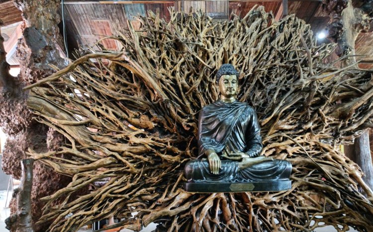 ชมวัดอนุรักษ์ธรรมชาติ “วัดถ้ำผาแด่น” ดูเสาไม้ธรรมะกลางสวนร่มรื่น