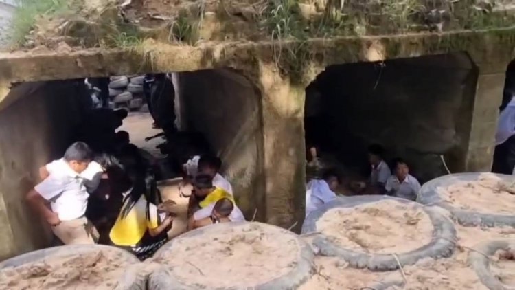 กำนันขุนหาญนำคนชายแดนฝึกซ้อมวิ่งเข้าหลุมหลบภัยหนีกระสุนปืน