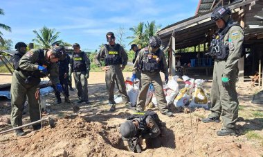 ตำรวจศรีสะเกษระดมชุด EOD เก็บกู้–ทำลายกระสุนปืนใหญ่หลายจุดในอำเภอกันทรลักษ์