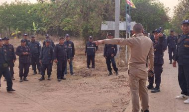 อำเภอขุนหาญระดมกำลังเจ้าหน้าที่เร่งผลักดันกระทิงเพศผู้พลัดหลงฝูงคืนสู่ป่าพนมดงรัก