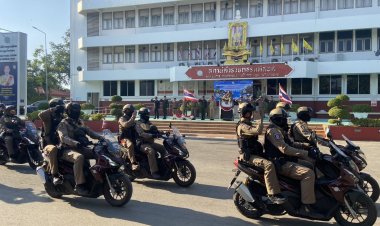 ตำรวจแม่สอดสนธิกำลังบูรณาการร่วมปล่อยแถวระดมกวาดล้างอาชญากรรมช่วงเทศกาลสงกรานต์