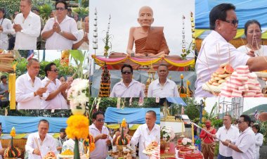 พระอาจารย์เอกธนัช อริยธัมโม นำประกอบพิธีบวงสรวงเบิกเนตร "หลวงปู่ทวด" เปิดงานบุญยิ่งใหญ่ ณ วัดทรัพย์สวรรค์ จ.นครสวรรค์