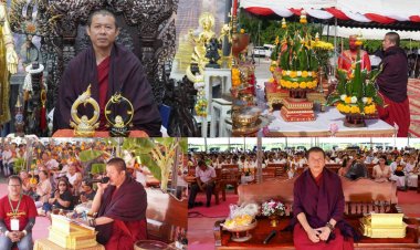มหัศจรรย์พระอาทิตย์ทรงกลดเหนือสำนักสงฆ์พุปะหังฯ พุทธศาสนิกชนนับพันร่วมพิธีขอขมากรรมและแห่เทียนพรรษา ก่อนวันพระใหญ่