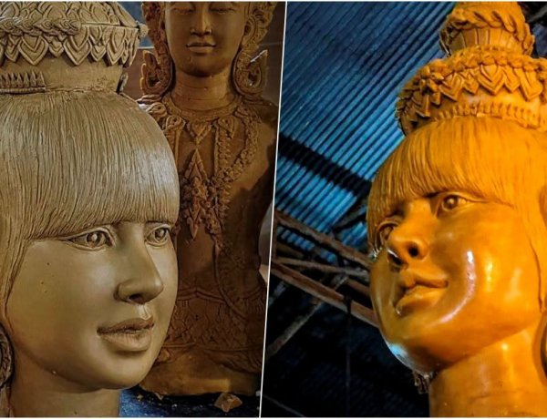 วัดดังเมืองโคราช! ปั้น’ลิซ่า’นางฟ้าบนต้นเทียนพรรษาหวังสะกดสายตานักท่องเที่ยวทั่วโลก